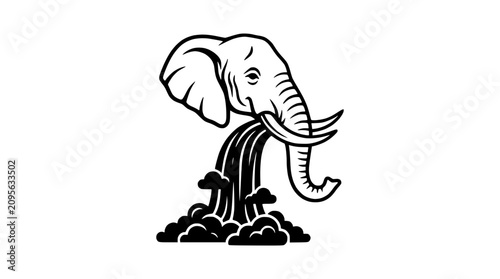 Fotografía Elephant Trunk Spouting Water Symbolizing Energy and Nature