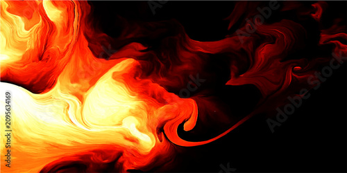 Foto Abstract swirling inferno of vibrant orange and yellow flames against a dark bac