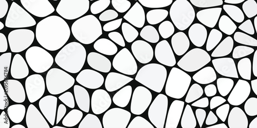 Bild auf Leinwand Voronoi pebble pattern displays irregular organic shapes against a stark white b