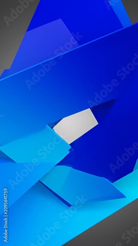 Blue 3D geometric cubes stacked in abstract composition.