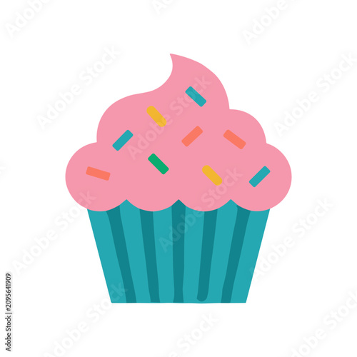 Quadro su tela Colorful cupcake with pink frosting.