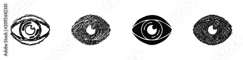 Obraz na płótnie A set of four distinct eye symbols, showcasing different artistic styles from ro