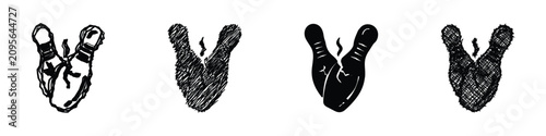 Foto This collection showcases bowling pins rendered in various artistic interpretati