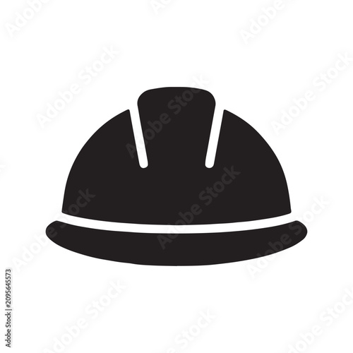Hard hat construction helmet icon symbol for safety at work site with construction industrial protection