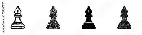 Fotografía A collection of four chess bishop icons showcasing different artistic interpreta