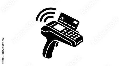 Konstfotografi Pos Terminal And Credit Card Silhouette On White Background