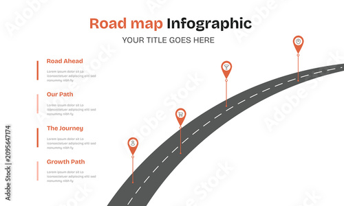 Roadmap Inforgraphic Presentation Milestone Route Map Template with Modern Execution Plan