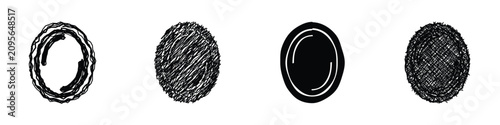Obraz na płótnie A set of four distinct circular graphic elements, each rendered with a unique ar