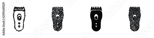Foto A set of four distinct graphic representations of a personal grooming device, sh