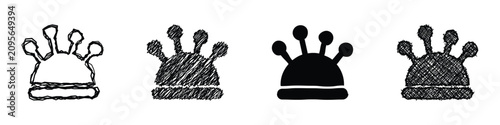 Foto A collection of four distinct pincushion icons, showcasing variations in line ar