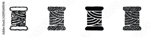 Photos A collection of four distinct spool icons, each rendered in a unique artistic st