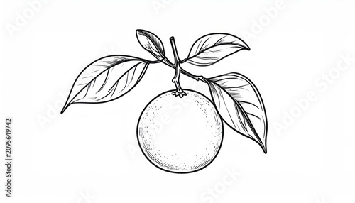 Hand drawn orange fruit branch sketch illustration