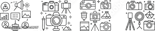 Canvastavla And videography equipment featuring cameras, tripods, lighting, lens, and studio