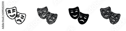 Foto A pair of theatrical masks, one smiling for comedy and the other frowning for tr