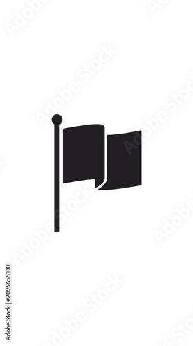 Black Silhouette Flag on Pole Waving