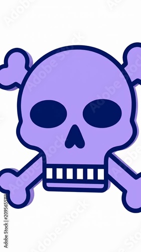 Purple skull and crossbones icon on white background.