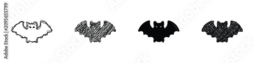 Photos A collection of four distinct bat graphic representations, showcasing outline, s