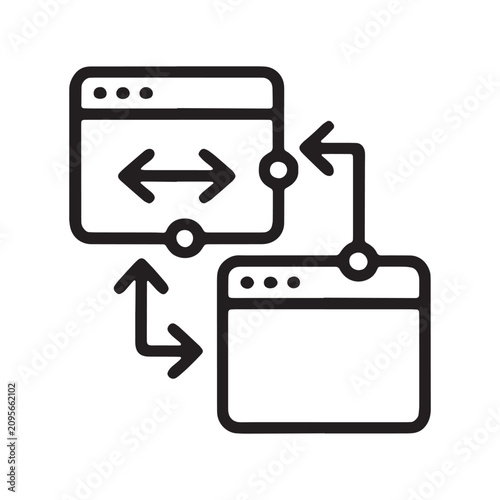Fotografie Two computer with bidirectional transfer arrows icon transfer computer interface