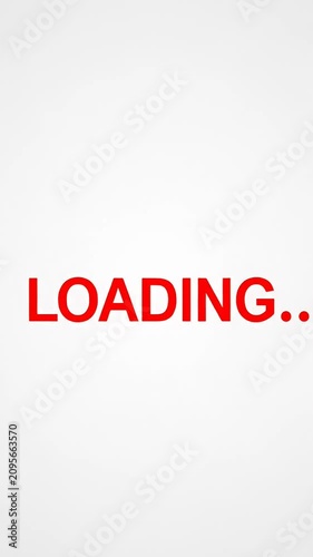 Red loading text centered on white background.