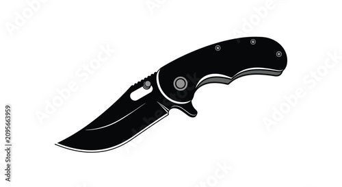 Tactical folding pocket knife with a sleek black blade and durable handle isolated on a white background.