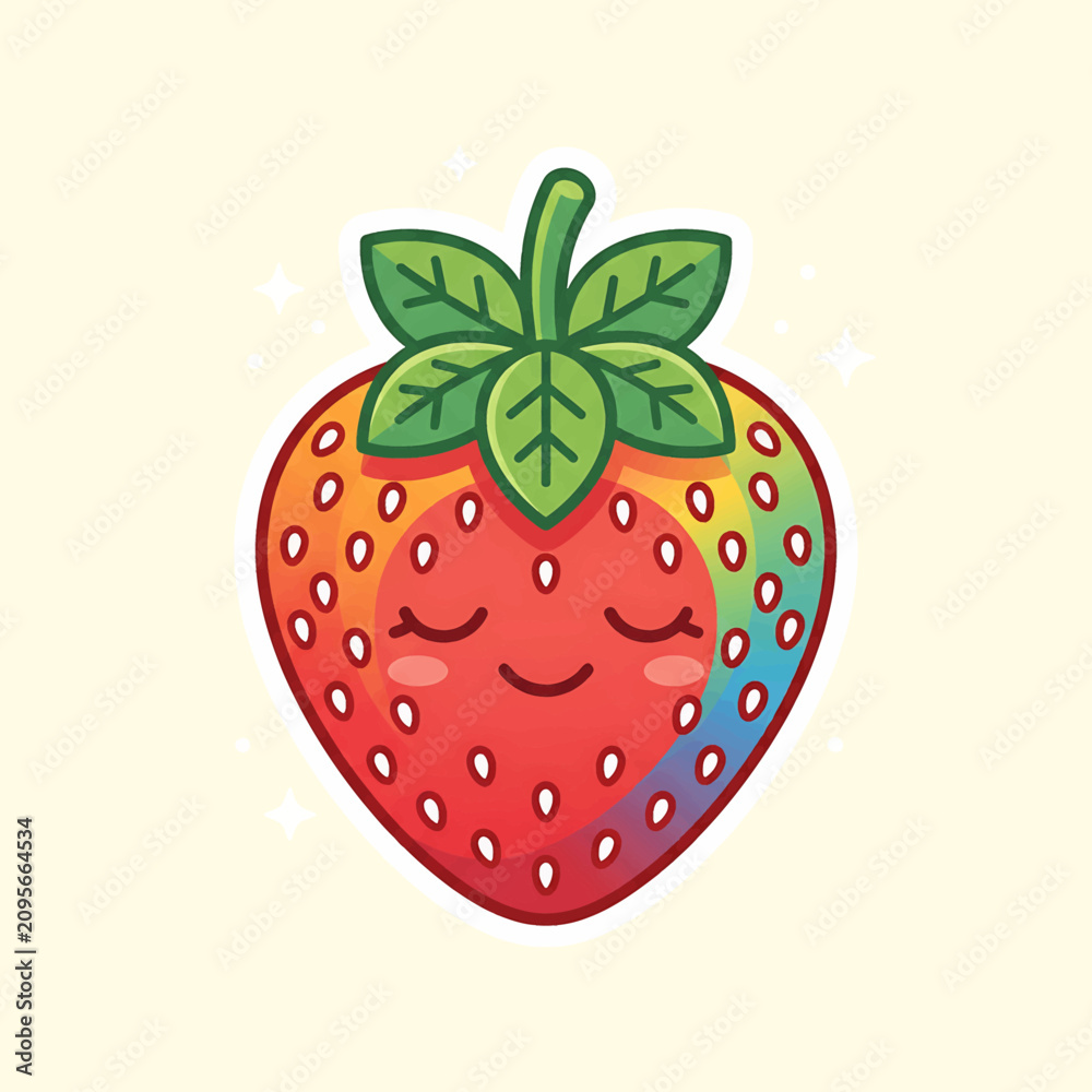 Obraz premium Colorful Smiling Strawberry Fruit Icon.