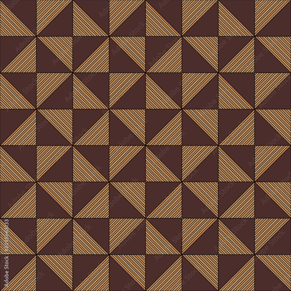 Fototapeta premium Geometric art deco seamless pattern with diagonal striped triangle tiles.