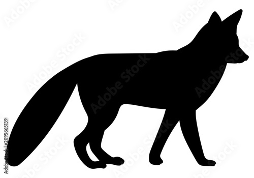Fox silhouette profile isolated vector illustration. Wild animal stencil template for branding, hunting club logo, poster design, t-shirt print, cutting programs