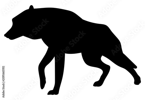 Running wolf silhouette vector graphics for wild animal branding and wildlife emblem design. Standing wolf profile suitable for adventure poster t-shirt print or outdoor company logo template.