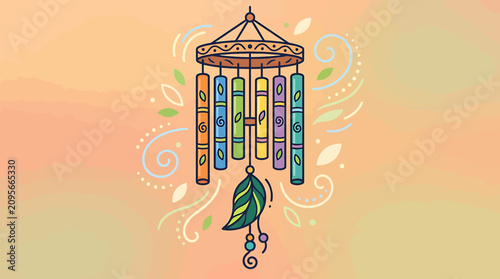 Fotografie Colorful Wind Chime Decoration Object 4.