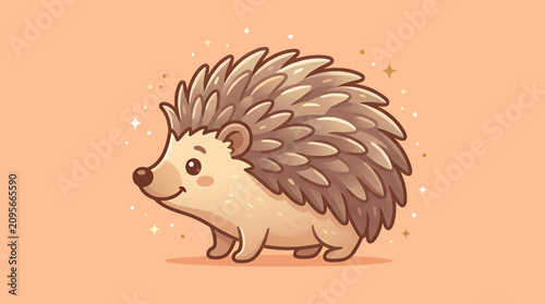 Obraz na plátně Cute Cartoon Hedgehog Side View.