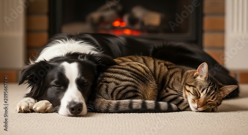 Two domestic cats resting on a windowsill.