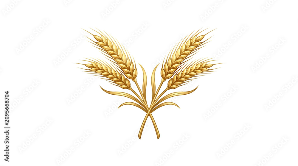 Fototapeta premium Crossed golden wheat ears isolated on transparent background
