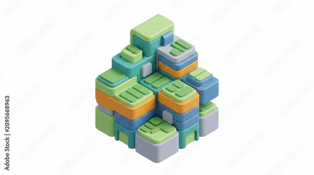 Fototapeta premium Colorful interlocking plastic building blocks structure.