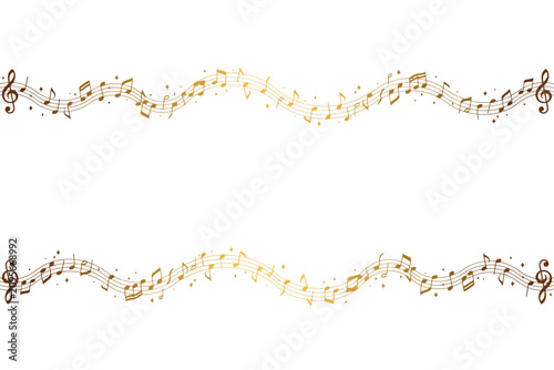 Foto Golden Music Notes Border on White Background