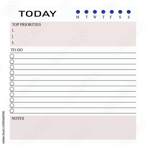 Canvastavla Minimalist daily planner template with top priorities checklist, to-do list, and