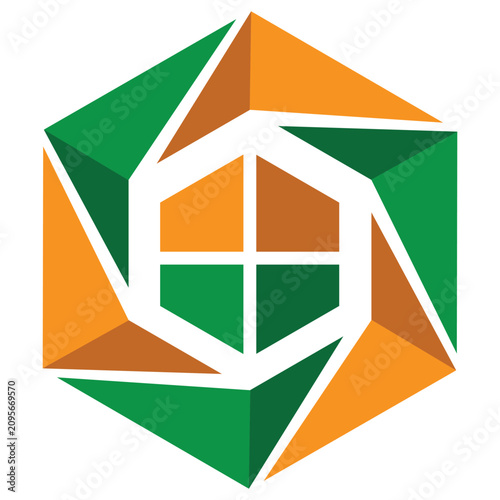 Hexagon Colorful Logo Design Box