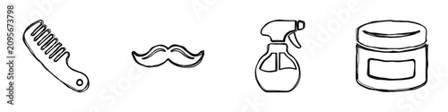 Tableau sur toile A collection of hand-drawn line art icons representing essential tools for men's