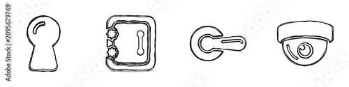 Foto A collection of four distinct security-related icons presented in a simple line