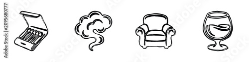 Tableau sur toile These playful illustrations depict items associated with comfort and leisure act