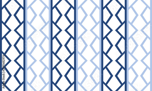 Foto Seamless pattern with rhombuses vintage in dark and light blue diamond line net,
