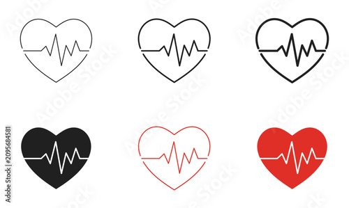 Obraz na płótnie heart beat lifeline icons