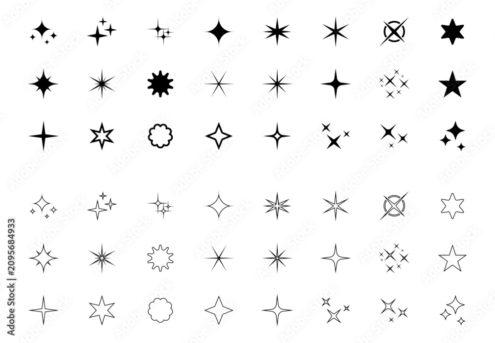 Fototapeta premium sparkle stars icons set. sparkles icons set for magic design decoration and shining stars elements