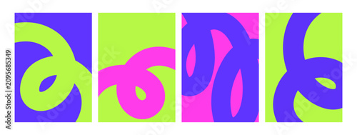 Abstract card designs with bright bold curvy shapes. Vibrant backgrounds, flu...