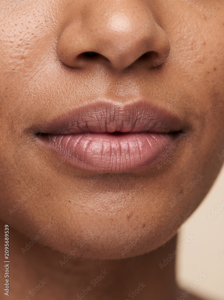 Fototapeta premium Healthy Natural Human Lips Without Makeup Macro Close Up