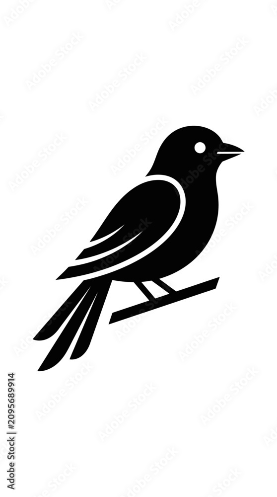 Fototapeta premium Minimalist Silhouette of a Bird Perched on a Branch