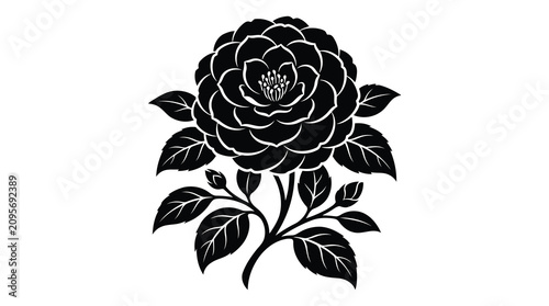 Black peony flower icon