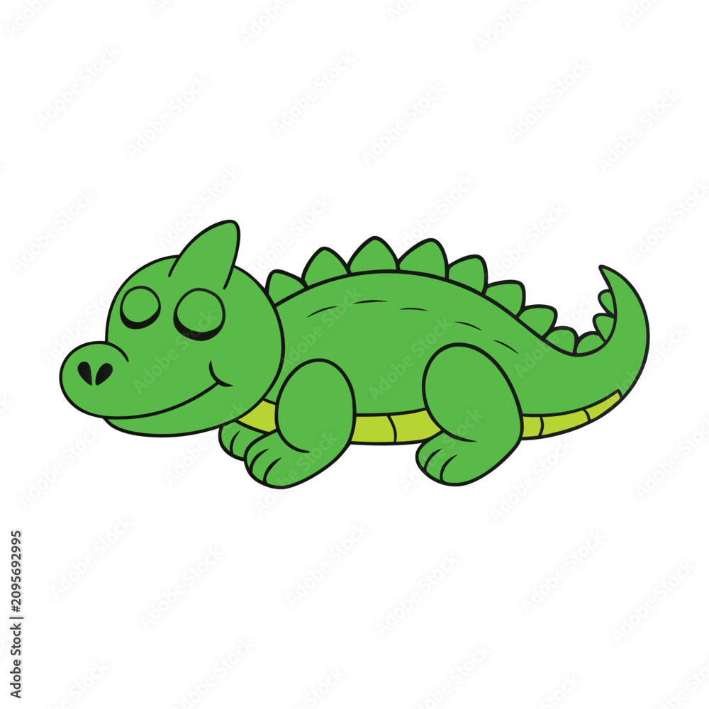 Fototapeta premium Cute Green Crocodile Cartoon Vector