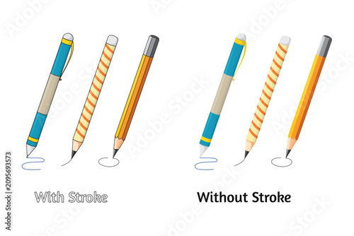 Pen and pencil variants with and without stroke