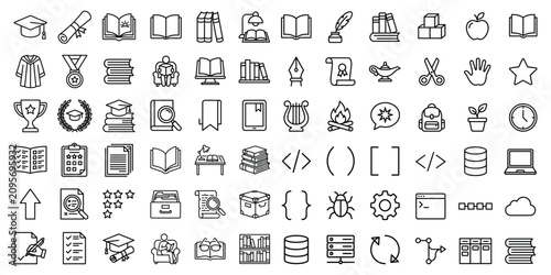 Fotografía Academic and educational school subject icons collection with education academic