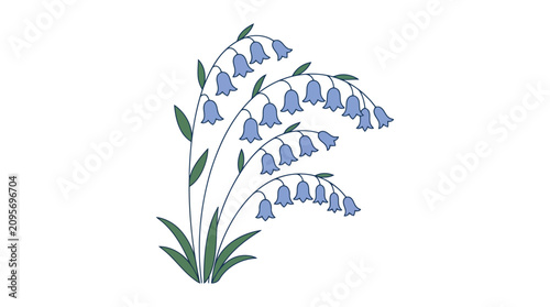 Quadro su tela Blue bellflower plant with green leaves